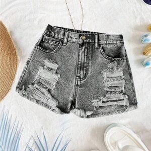 SHEIN Charcoal Distressed Jean Shorts Never worn